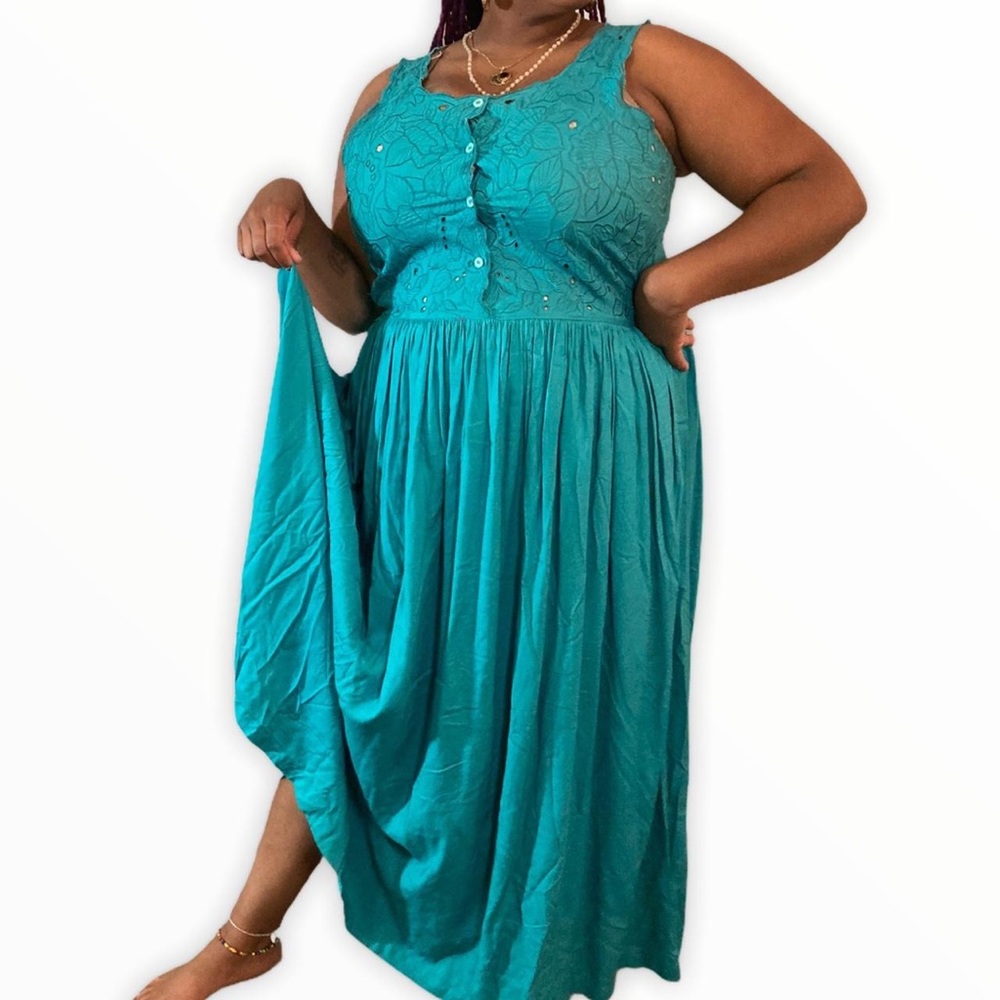 QPS Aqua Sundress with POCKETS!
